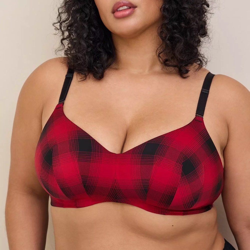NWT Bra - Torrid Dream Wire-Free Bra 46DD, classic red plaid, Christmas